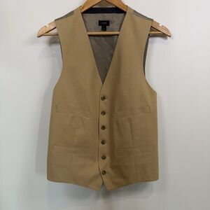 J Crew Larusmiani Vest Men Small Beige Waistcoat Tan Business Cotton Formal